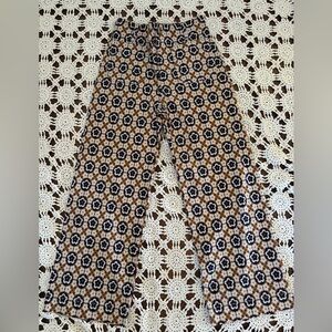 Anthropologie Maeve Floral Pants in Navy and Mustard